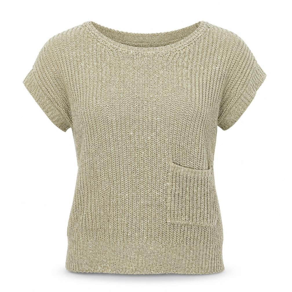 Front view of Wallis women’s gold knit jumper, size S, - oversized