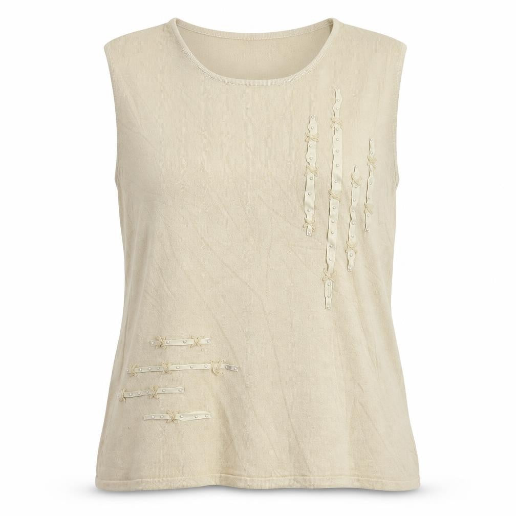 Front view of Sky Designs women’s beige knit jumper, size M