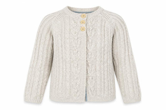 Front view of Lily & dan girls’ white knit jacket coatigan, size 11-12, years