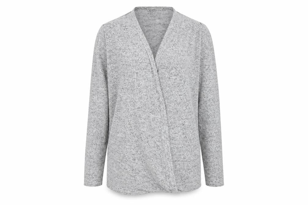 Front view of George women’s grey jacket coatigan, size UK 20