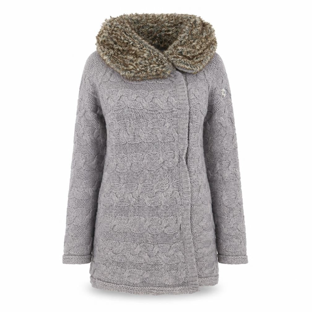 Front view of Zara women’s grey knit jacket, size S