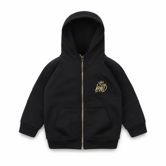 Front view of Kings Will Dream girls’ black jacket, size 18, months