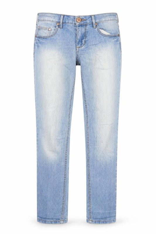 Front view of Janina women’s blue denim straight jeans, size UK 38, in, 31-inch leg