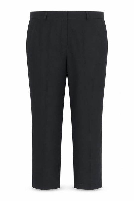 Front view of Nutmeg women’s black trousers, size UK 14, 27-inch leg