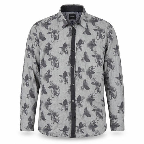 Burton Mens Grey Floral   Button-Up Size L