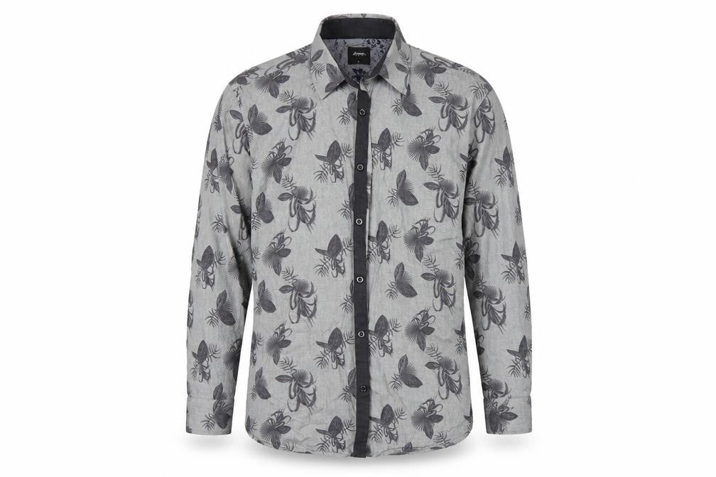 Burton Mens Grey Floral   Button-Up Size L