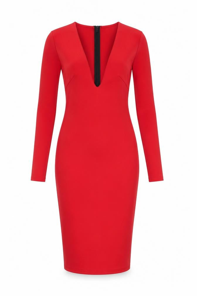 Front view of Missguided women’s red bodycon, size UK 8