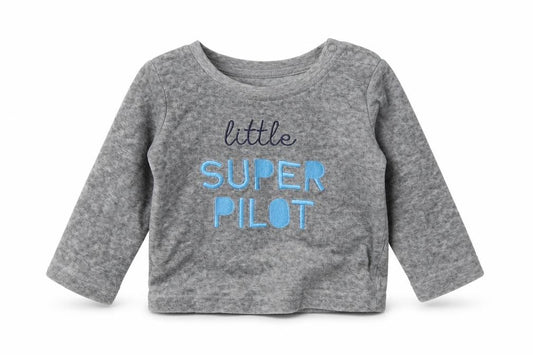 Front view of Lupilu boys’ grey jumper, size 6-9, months