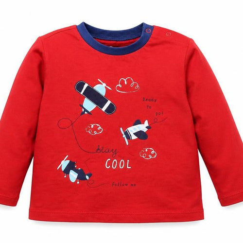 LC Waikiki Girls Red   Basic T-Shirt Size 18-24 Months  - aeroplane