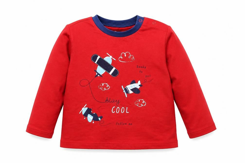 LC Waikiki Girls Red   Basic T-Shirt Size 18-24 Months  - aeroplane