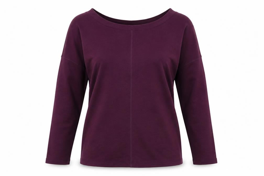 Front view of Active Works women’s purple jumper, size S
