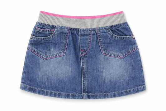 Front view of M girls’ blue a-line skirt, size 2-3, years