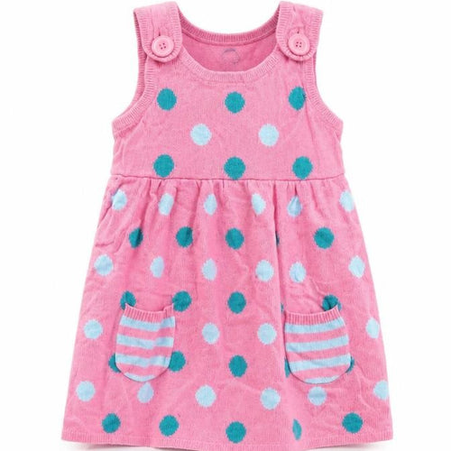 George Girls Pink Polka Dot Knit Jumper Dress  Size 18-24 Months
