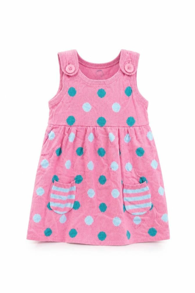 George Girls Pink Polka Dot Knit Jumper Dress  Size 18-24 Months