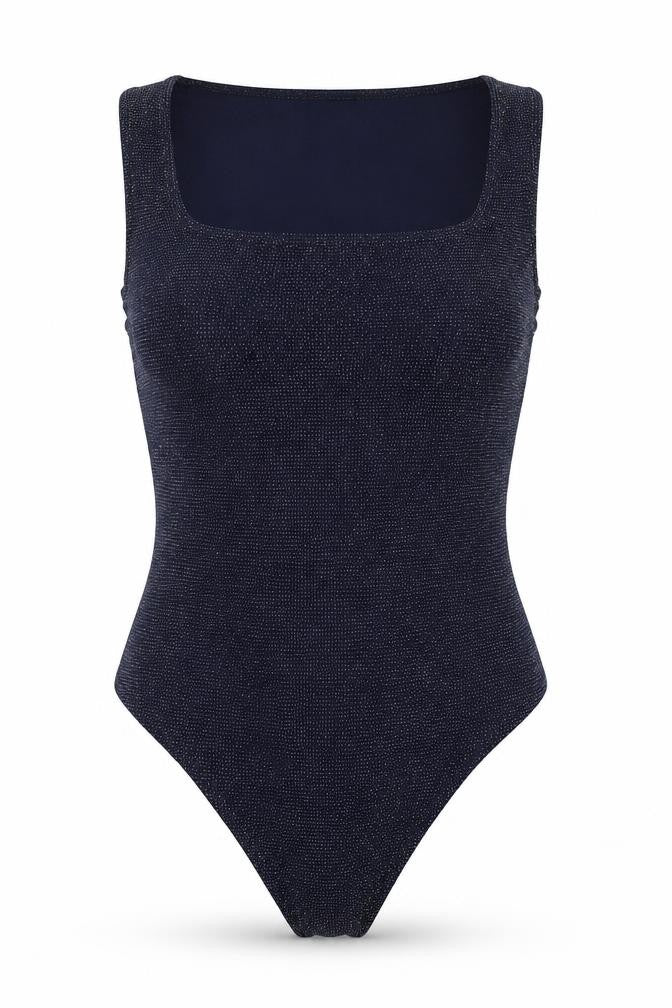 Boohoo Womens Blue   Bodysuit One-Piece Size 12  - glittery