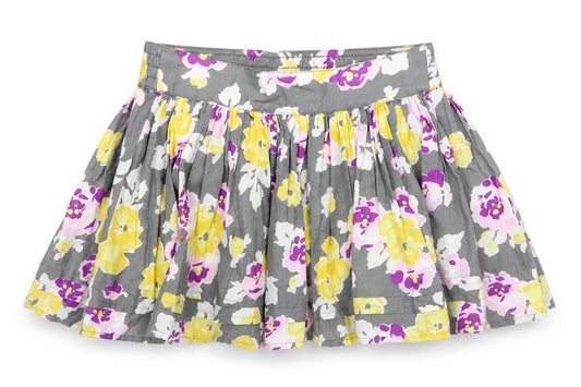Front view of Johnnie B women’s green floral mini skirt, size XS