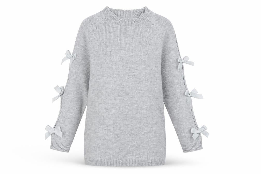 Front view of Preworn women’s grey knit jumper, size XL