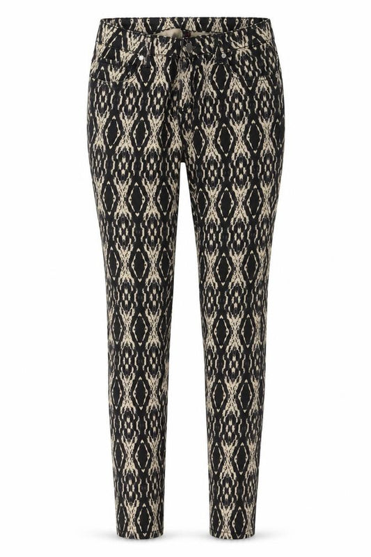 Front view of Hey women’s brown argyle/diamond denim skinny jeans, size UK 28, in, 27-inch leg