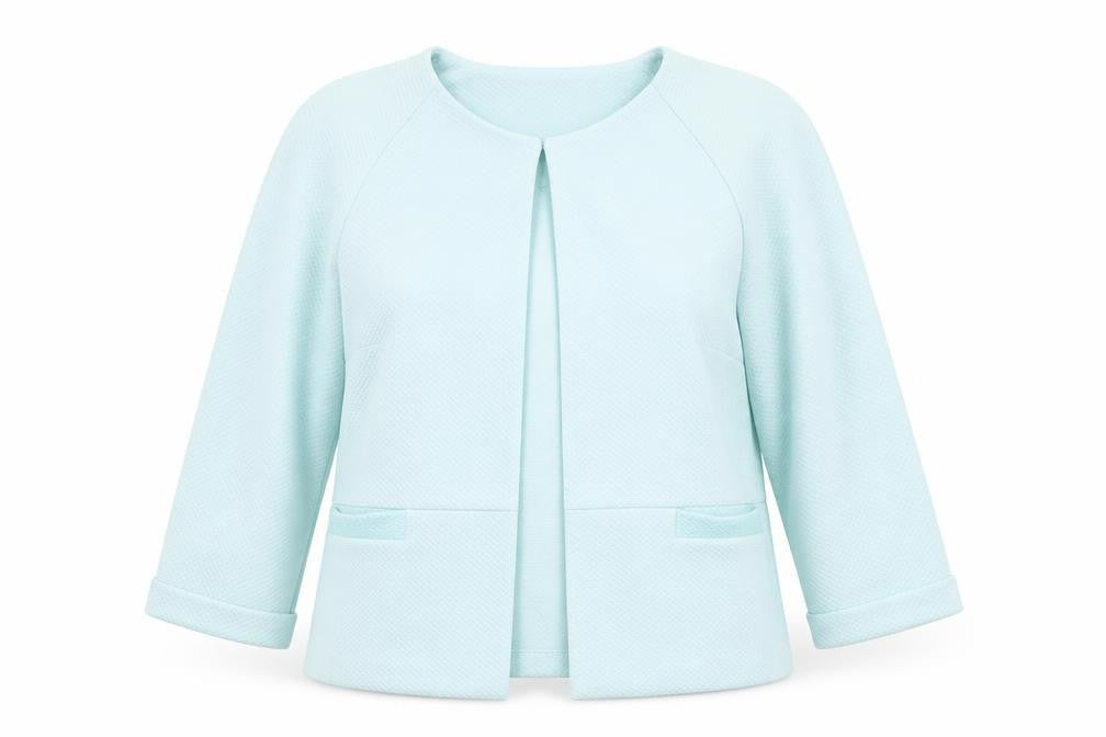 Front view of Marks & Spencer women’s green jacket, size UK 14