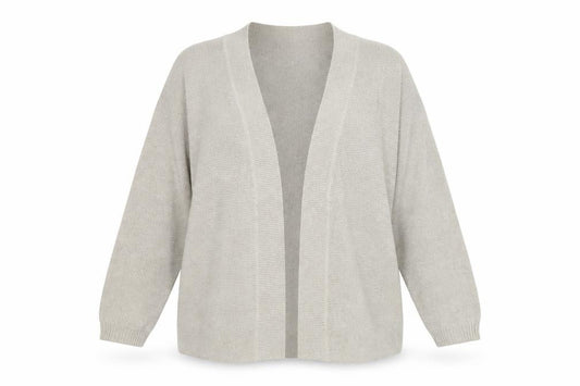 Front view of Debenhams women’s beige knit cardigan jumper, size UK 12
