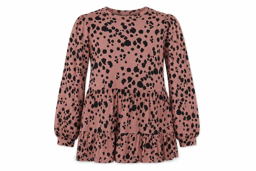 Front view of New Look women’s pink animal print tunic blouse, size UK 6