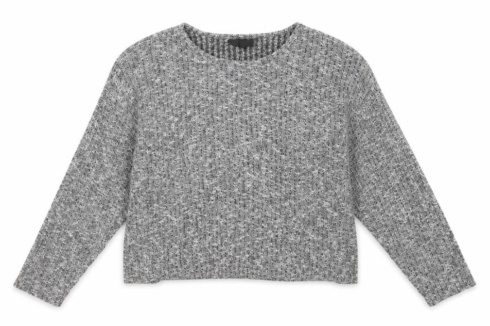 Front view of Topshop women’s grey jumper, size UK 8