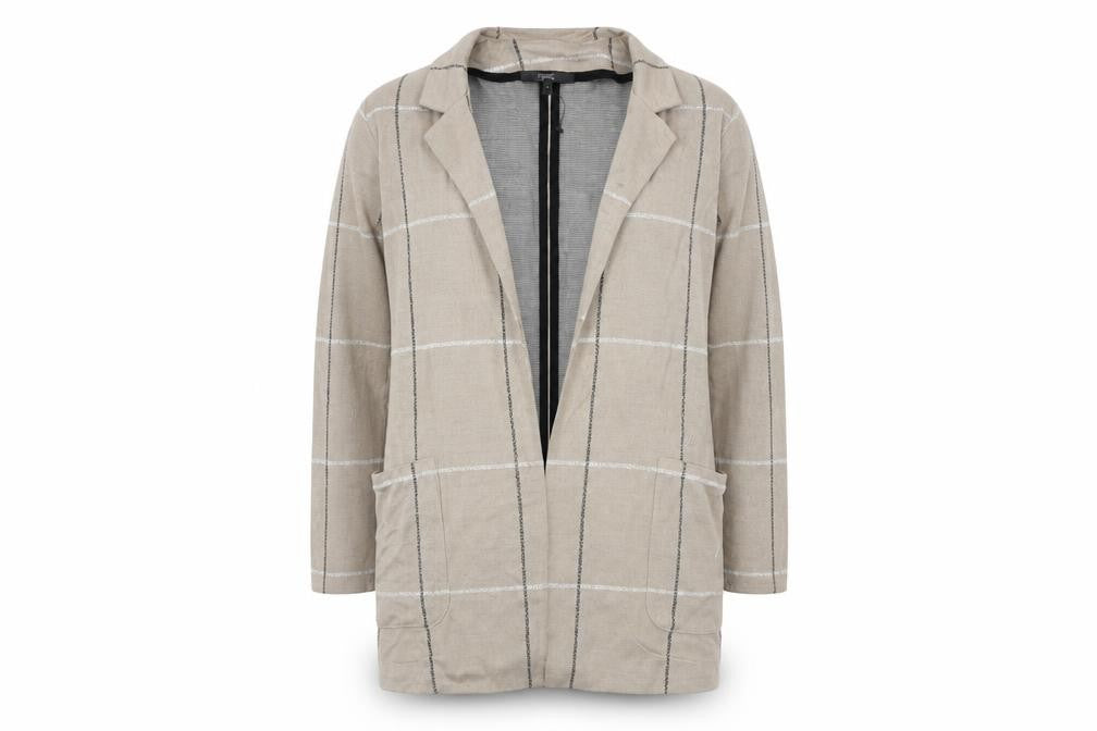 Front view of Next women’s beige cardigan jumper, size UK 12