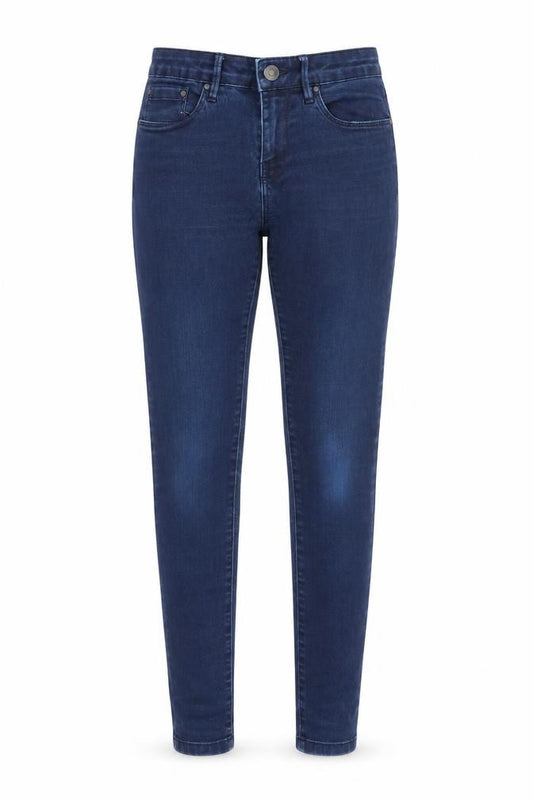 Front view of ESMARA women’s blue denim jegging jeans, size UK 8, 27-inch leg