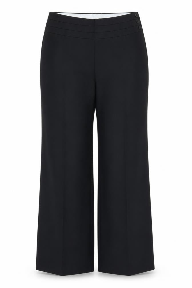 Front view of Very women’s black trousers, size UK 12, 28-inch leg
