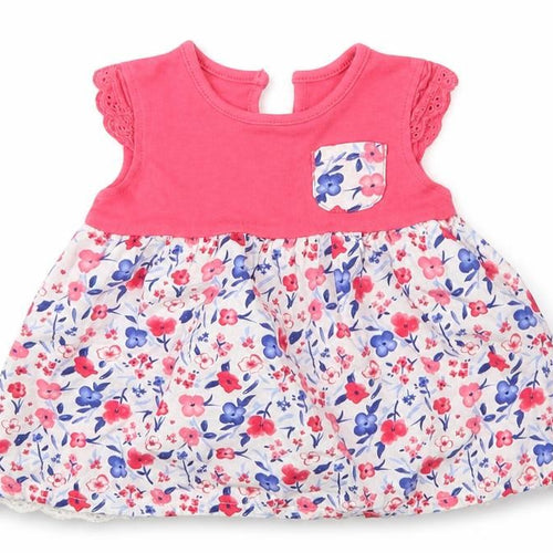George Girls Pink Floral  Skater Dress  Size 0-3 Months
