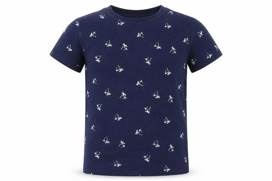 Front view of Primark boys’ blue basic t-shirt, size 5-6, years - palm leaves