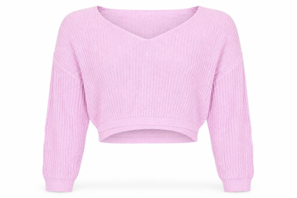Front view of Boohoo women’s pink jumper, size L