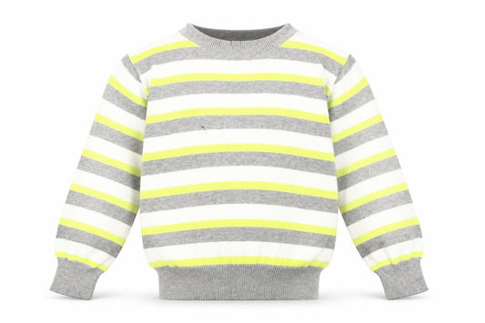 Front view of Rebel boys’ white striped jumper, size 4-5, years