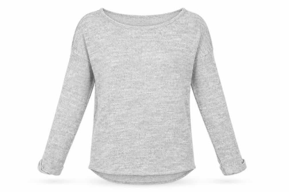 Front view of Topshop women’s grey knit jumper, size UK 6