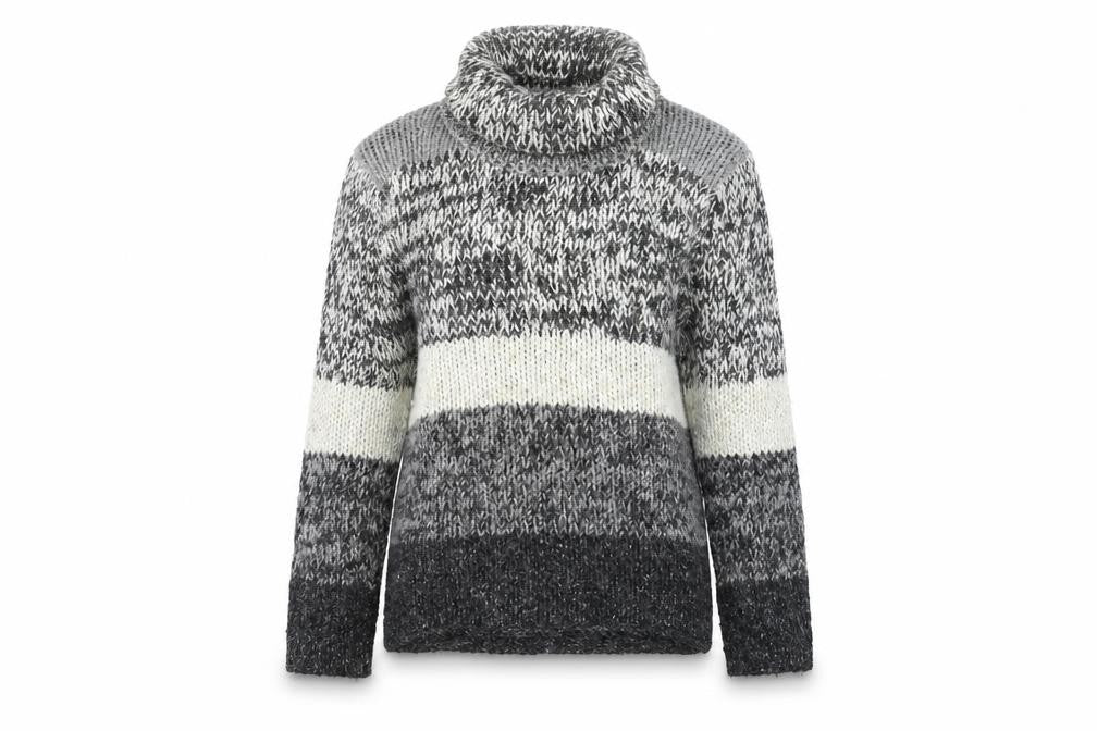 Front view of Platinum women’s grey striped knit jumper, size S