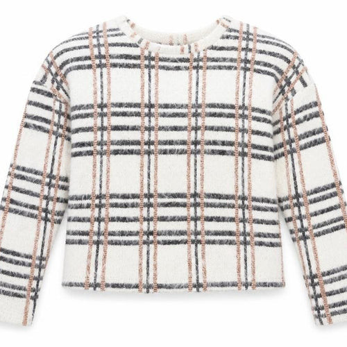 New Look Womens White Check Knit Pullover Jumper Size S