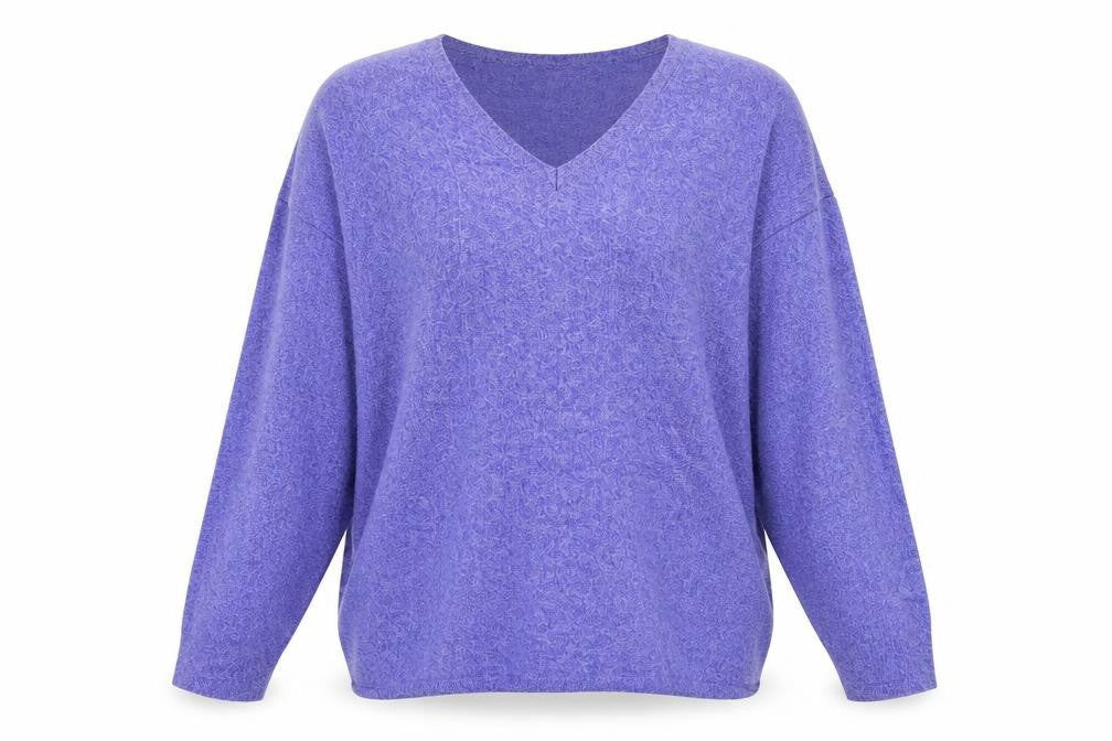 Front view of p m women’s purple knit jumper, size S