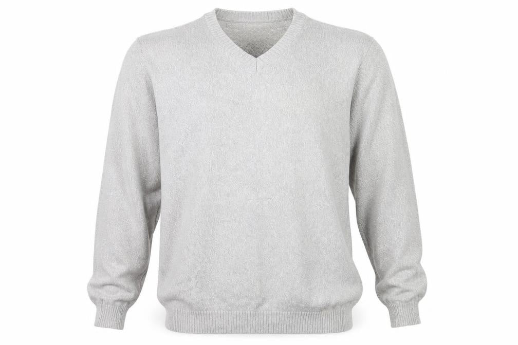 Front view of Capsule men’s grey knit jumper, size 2XL