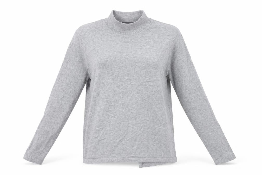 Front view of Tu women’s grey knit jumper, size UK 12, - open back