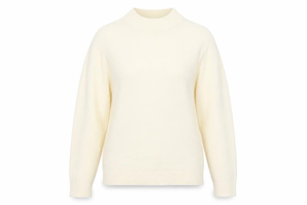 Front view of Preworn women’s white knit jumper, size UK 20