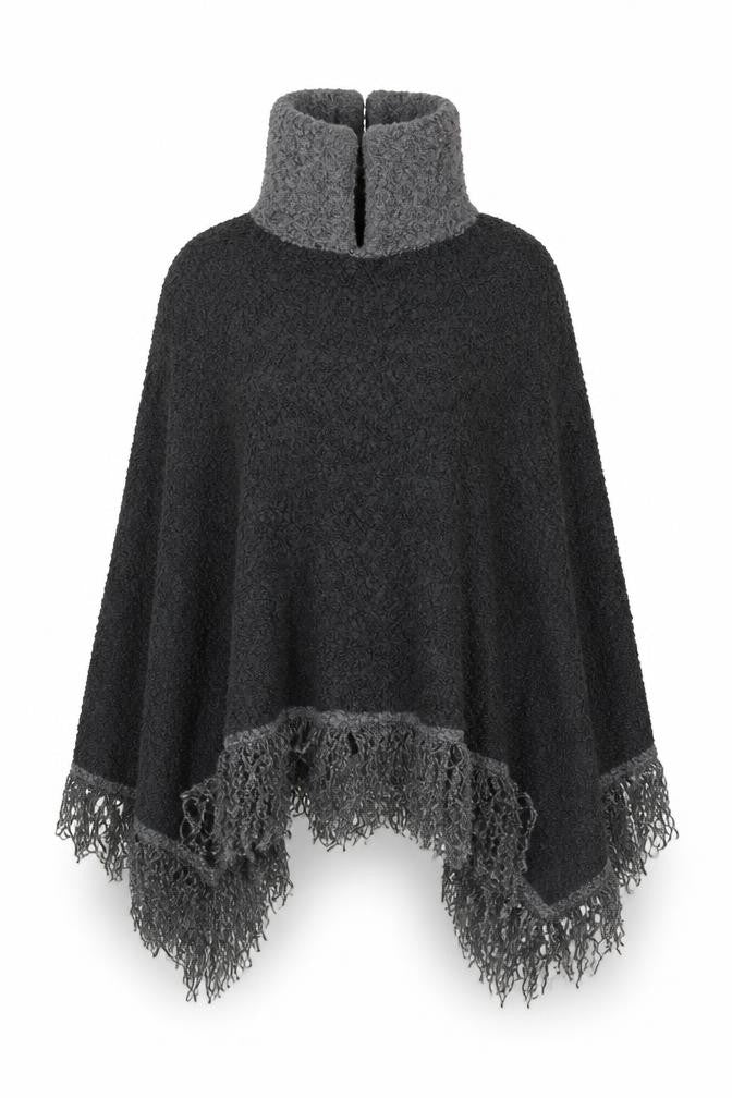 Front view of Preworn women’s grey jacket poncho one size