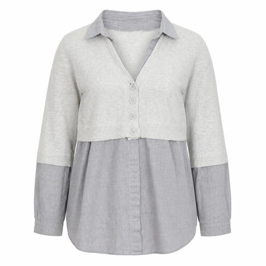 Front view of Kookai women’s grey basic button-up, size UK 2