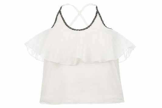 Front view of Primark women’s white camisole blouse, size UK 8