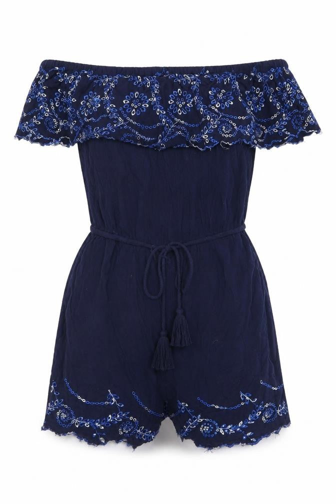 Red Herring Womens Blue Floral  Playsuit One-Piece Size 8