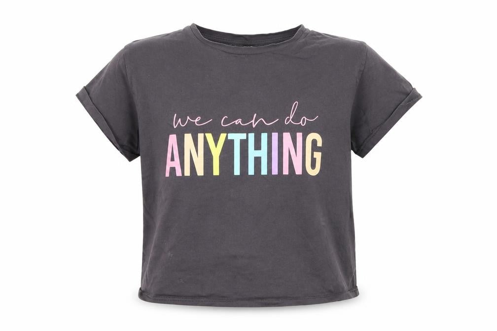 George Girls Grey  Jersey Basic T-Shirt Size 8-9 Years  - We Can Do Anything