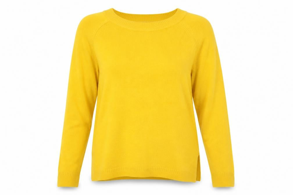 Front view of Tu women’s yellow knit jumper, size UK 10