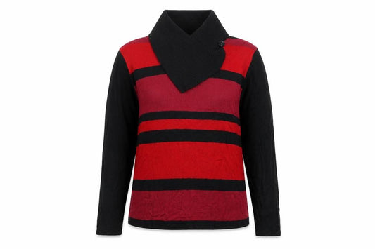 Front view of Bonmarché women’s multicoloured striped knit jumper, size M