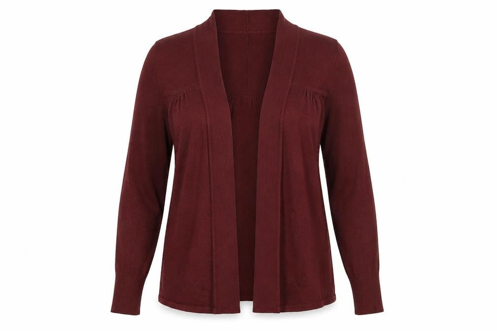 Front view of Image women’s brown knit cardigan jumper, size M