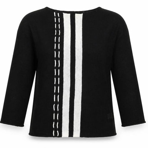 Meredith Womens Black Striped Knit Pullover Jumper Size M