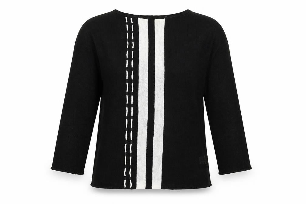 Meredith Womens Black Striped Knit Pullover Jumper Size M